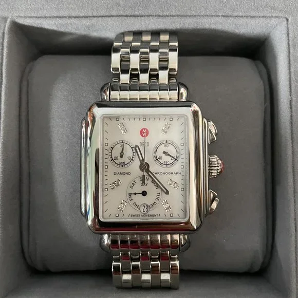 Authentic Michele Deco Diamonds Chronograph watch like new MICHELE Deco 33mm Diamond Chronograph Women main image 2